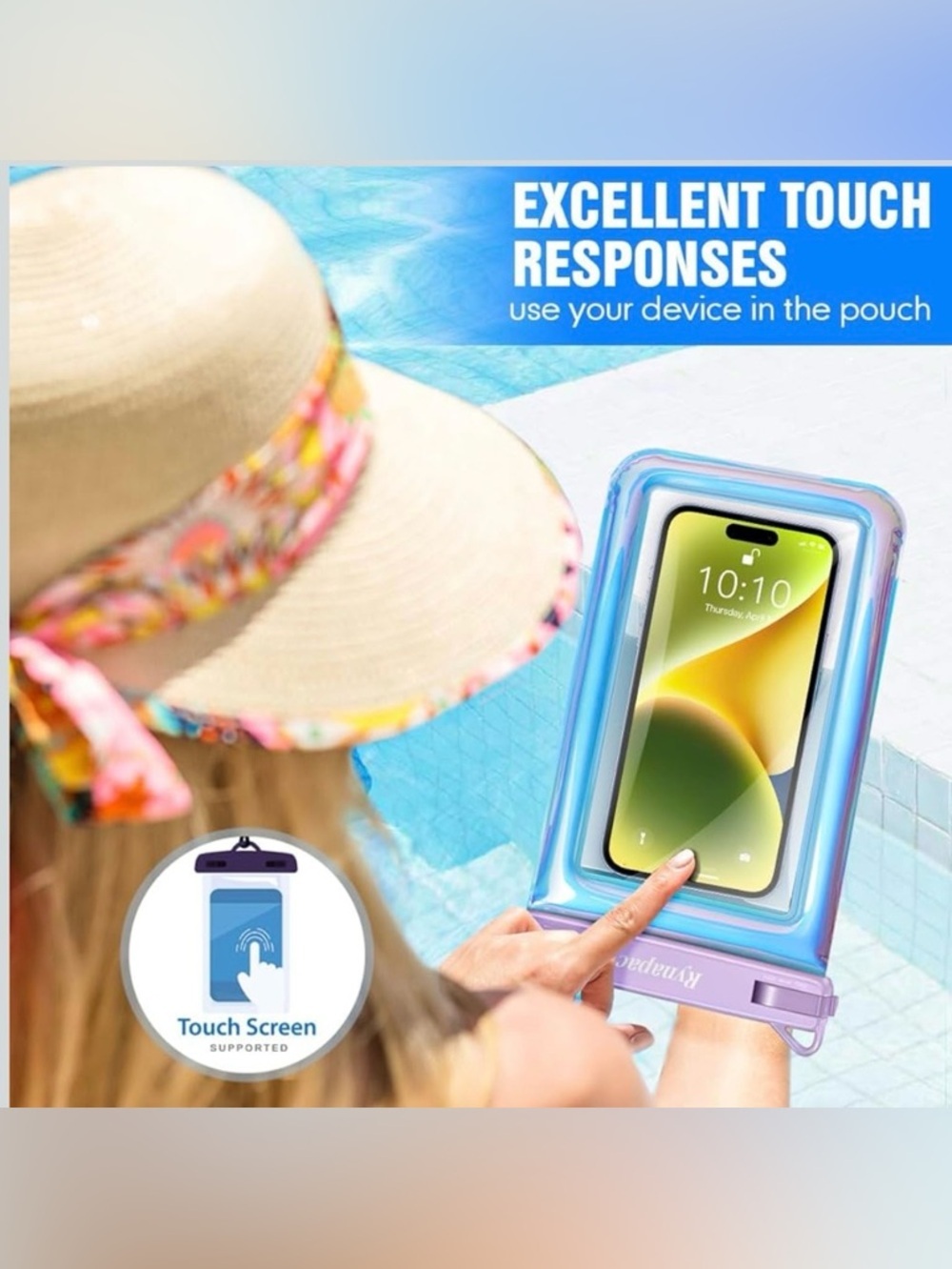Waterproof Phone Pouch Floating, IPX8 Underwater Cell Phone Holder with Lanyard - Picture 6 of 15